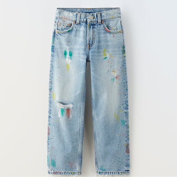 Zara Authentic Ripped Paint Jeans Size 0/24 - Picture 1 of 1
